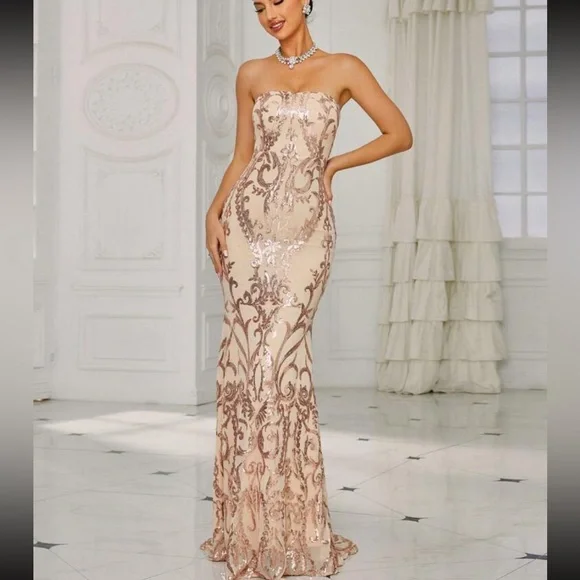 Luxe mermaid hem tube sequins dress
